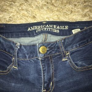 Dark wash skinny Jean.